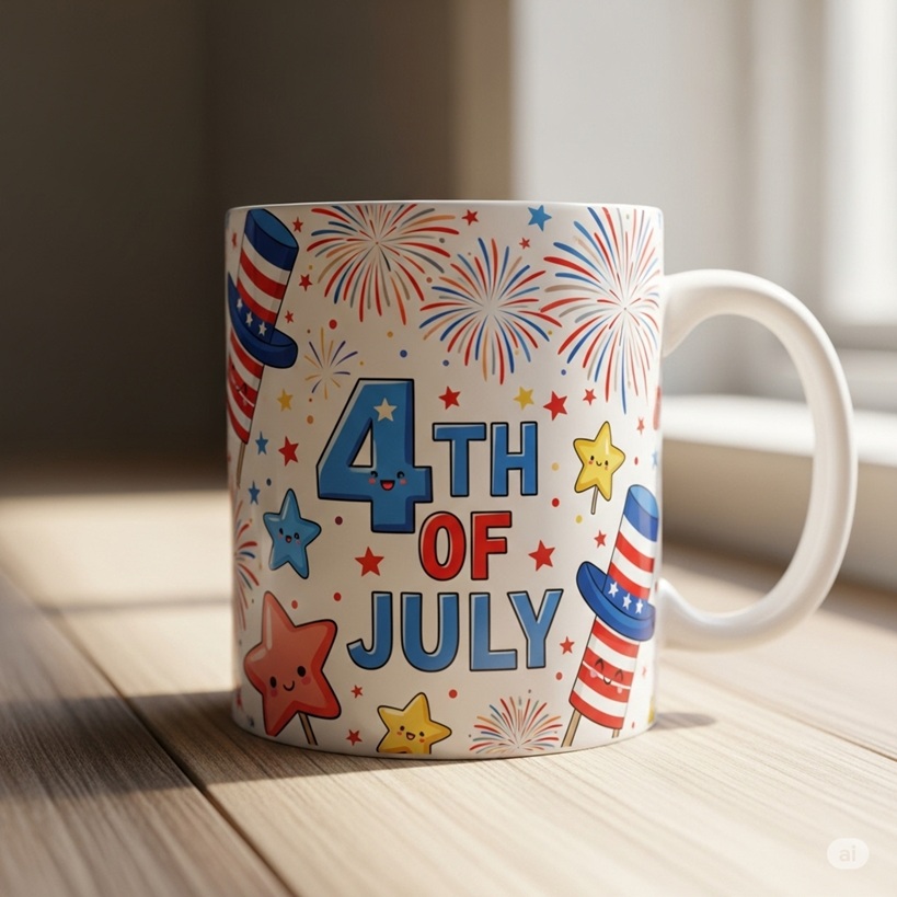 4th July Mug Mockup | Puns America