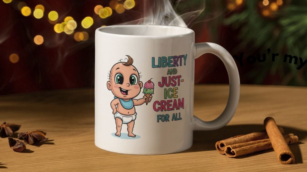 Liberty and Just Ice Mug Mockup America Puns | Puns America