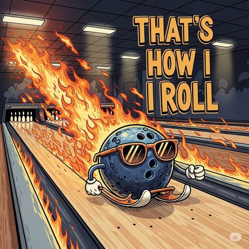 Punstagram Bowling Ball rolling in Attitude