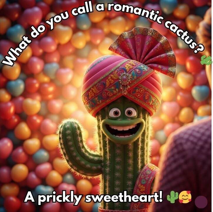 Romantic Cactus Valentines Pun