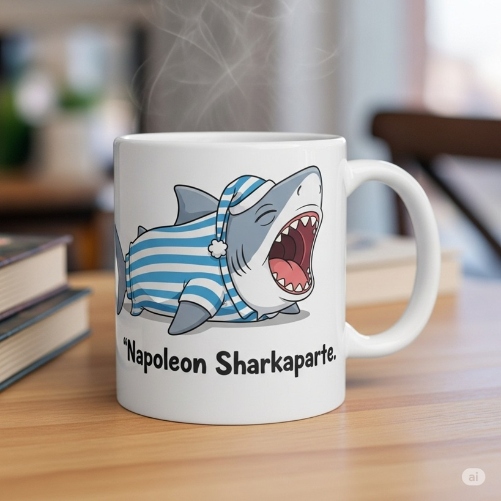 Napoleon Sharkparte Shark Puns Mug Mockup | Puns America