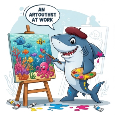 An Artouthst At work Shark Puns | Puns America