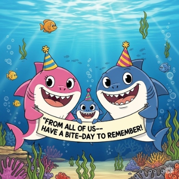 Baby Shark bdy From all of us Have a bite day to remember Shark Puns | Puns America