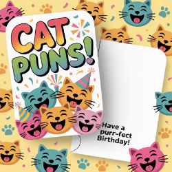 Birthday Card Cat Puns | Puns America Birthday Card - Cat Puns
