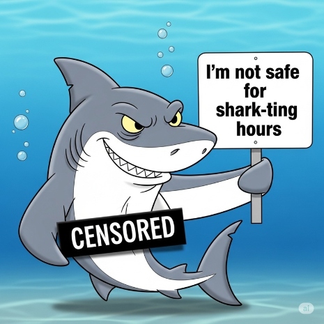 IM not safe for shark ting hours Shark Puns | Puns America